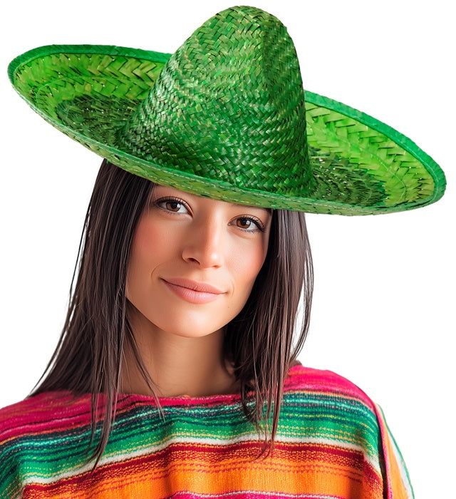 Grüner Sombrero 48 cm auf weißem Hintergrund