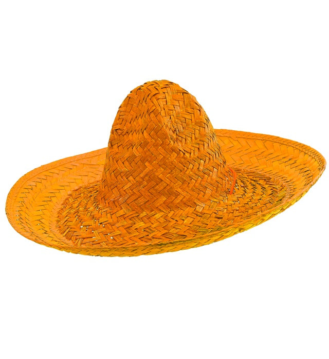 Orangefarbener Sombrero mit 48 cm Durchmesser als Kostümzubehör