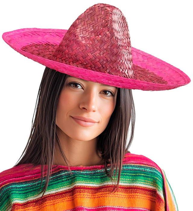 Pinker Sombrero 48 cm auf weißem Hintergrund – Fasnacht Kopfschmuck