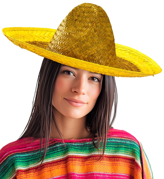 Gelber Sombrero mit 48 cm Durchmesser, traditioneller Hut für Fasnacht und Karneval