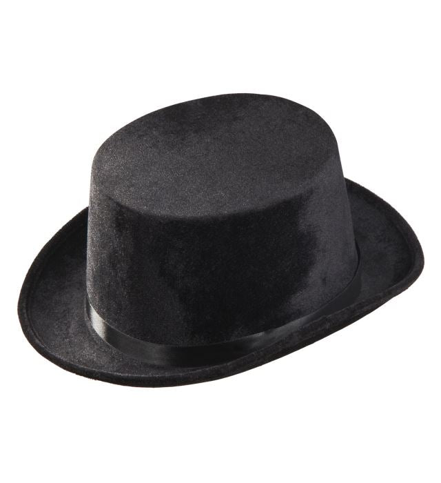 Schwarzer Samt-Zylinder 13 cm für Fasnacht und Karneval