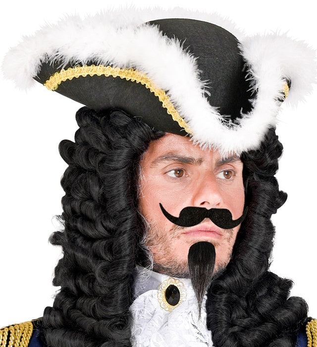 Musketier Schnur- und Spitzbart in schwarzer Farbe für Fasnachtskostüme