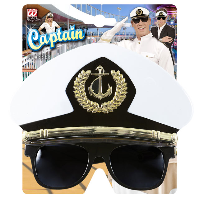 Kapitän-Brille mit maritimem Design für Fasnacht und Karneval