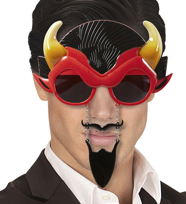 Teufelsbrille mit Schnauz- und Kinnbart für Fasnacht und Halloween