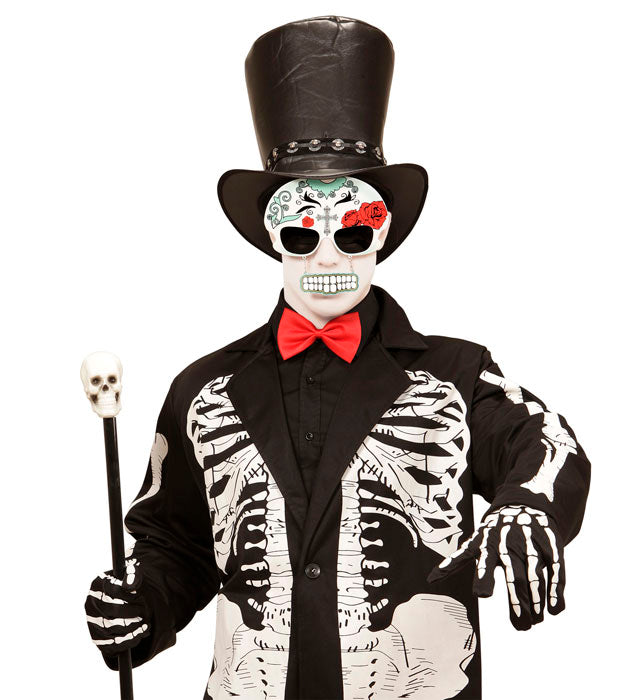 Brille im Totenkopf-Stil Dia de los Muertos mit markanten Zähnen