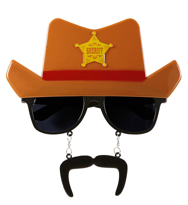 Cowboy Brille mit schwarzem Schnauzbart als Fasnacht Kostümzubehör