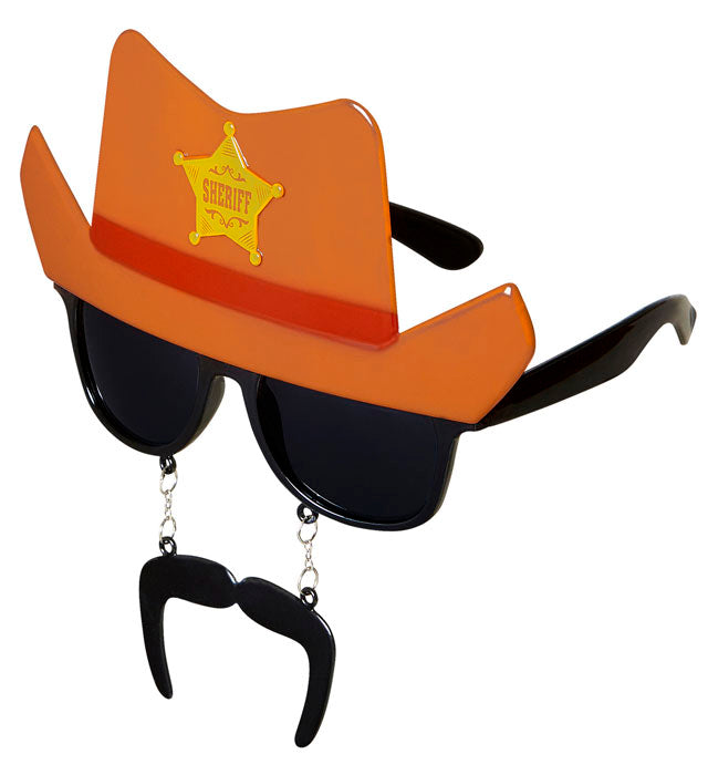 Cowboy Brille mit schwarzem Schnauzbart als Fasnacht Kostümzubehör