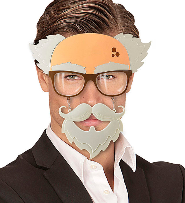 Brille mit Schnauz- und Kinnbart als Fasnacht Accessoire für alte Männer Kostüme