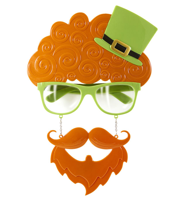 Grüne St. Patrick's Day Brille mit Schnauzbart als Fasnachtskostümzubehör