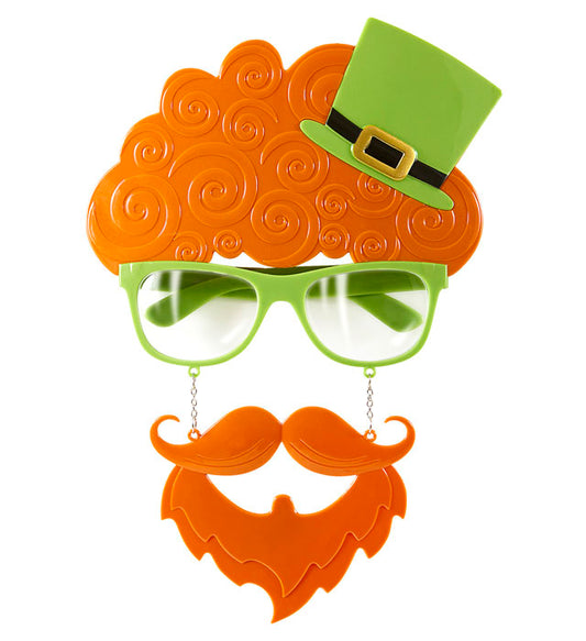 Grüne St. Patrick's Day Brille mit Schnauzbart als Fasnachtskostümzubehör