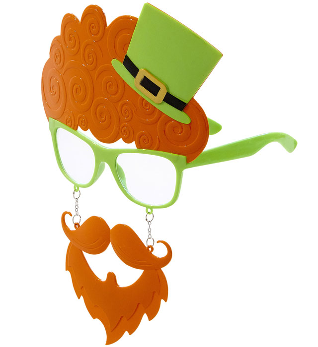 Grüne St. Patrick's Day Brille mit Schnauzbart als Fasnachtskostümzubehör