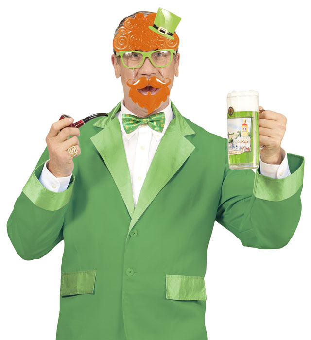 Grüne St. Patrick's Day Brille mit Schnauzbart als Fasnachtskostümzubehör