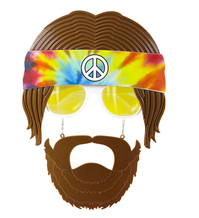 Fasnachtsbrille Hippie mit runden Gläsern und integriertem Bart