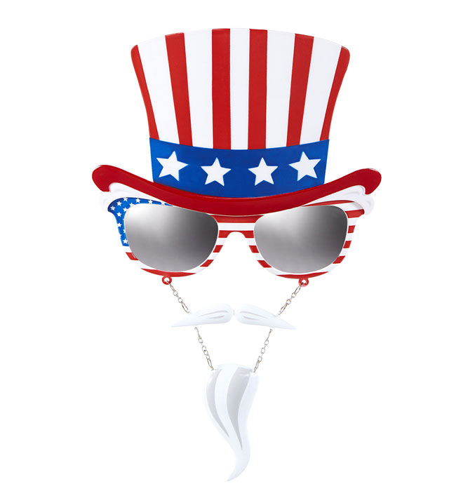 Uncle Sam Brille mit Schnauz- und Kinnbart als Fasnacht Kostümzubehör