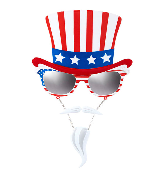 Uncle Sam Brille mit Schnauz- und Kinnbart als Fasnacht Kostümzubehör