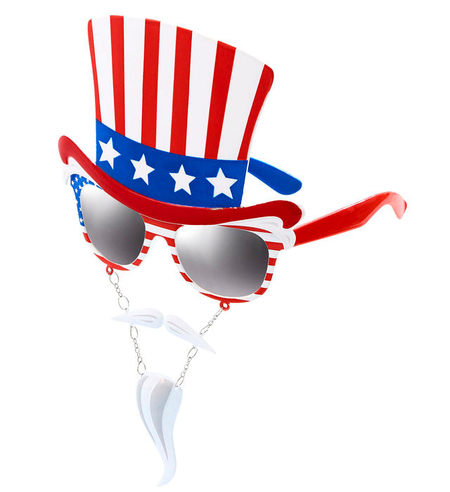 Uncle Sam Brille mit Schnauz- und Kinnbart als Fasnacht Kostümzubehör