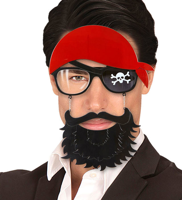 Pirat Brille mit Bart Accessoire für Fasnacht Kostüm
