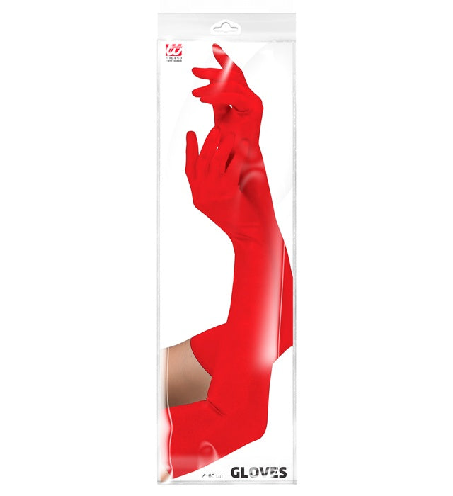 Rote lange Handschuhe aus Elastan 60 cm für Fasnacht und Halloween