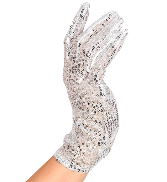 SILBERNER PAILLETTENHANDSCHUH Silber