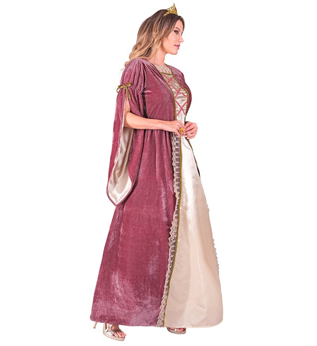 Mittelalter-Prinzessinnen-Kleid mit Unterrock und Krone auf Fasnacht