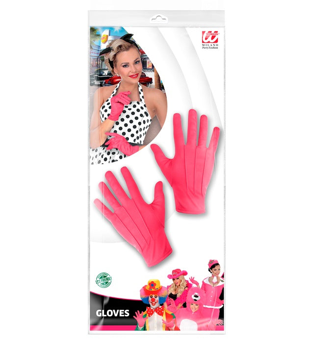 Rosa Handschuhe als Kostümzubehör für Fasnacht und Karneval