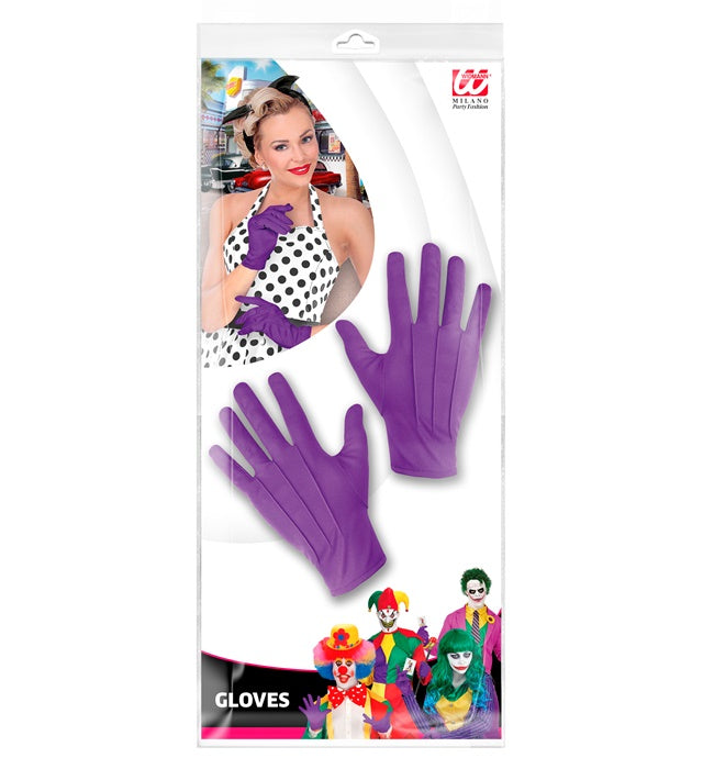Lila Handschuhe als Clownkostüm Zubehör für Fasnacht und Karneval