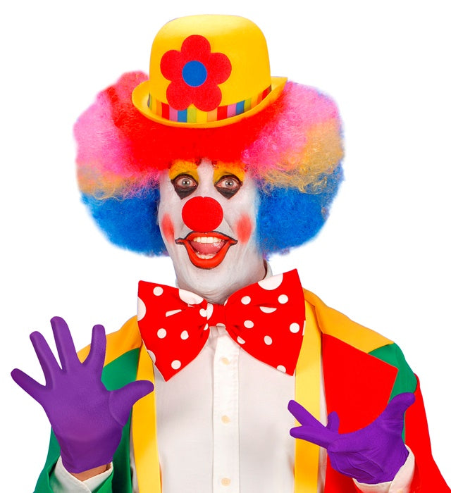 Lila Handschuhe als Clownkostüm Zubehör für Fasnacht und Karneval