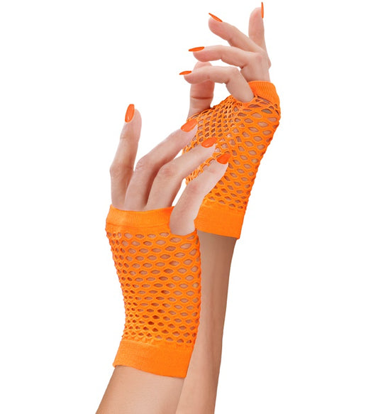 NEON ORANGENE FINGERLOSE NETZHANDSCHUHE Neon - Orange