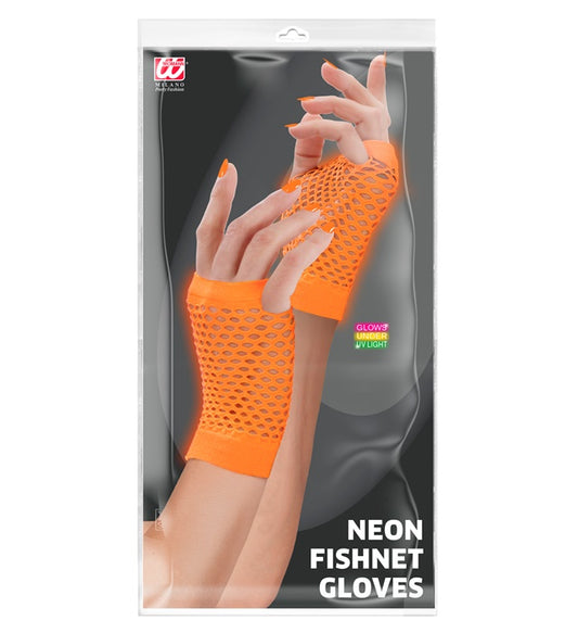 NEON ORANGENE FINGERLOSE NETZHANDSCHUHE Neon - Orange