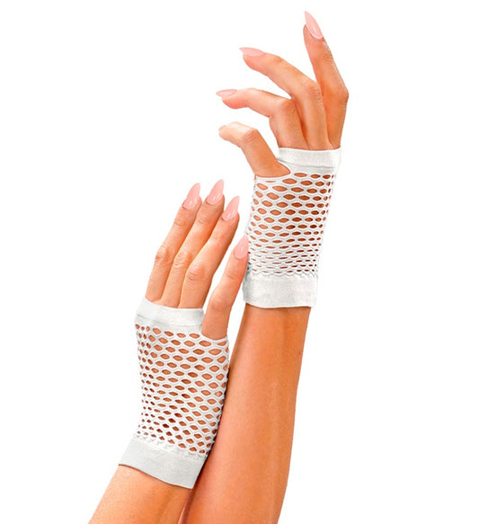 WEIßE FINGERLOSE NETZHANDSCHUHE Weiss