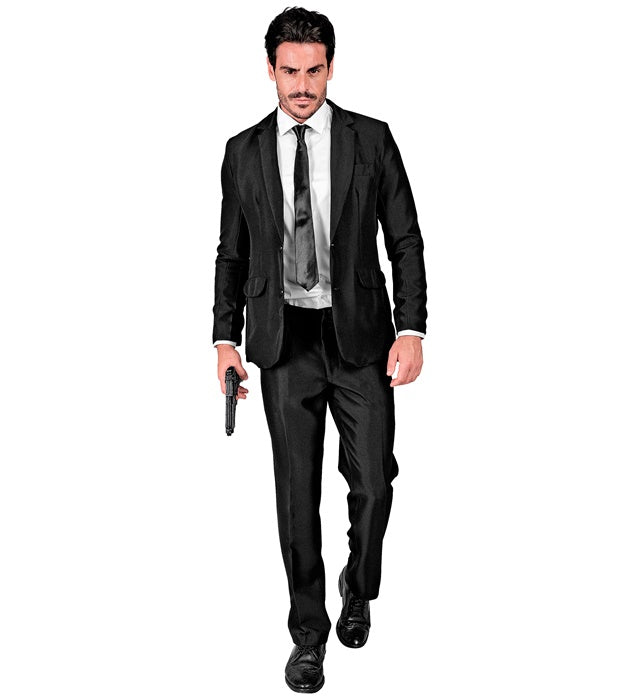 Schwarzer Party-Anzug bestehend aus Jackett und Hose, ideal für Fasnacht und Mottopartys