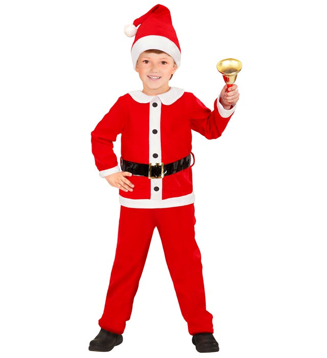 Weihnachtsmann Kostüm aus rotem Flanell mit Kasack, Hose, Gürtel und Hut