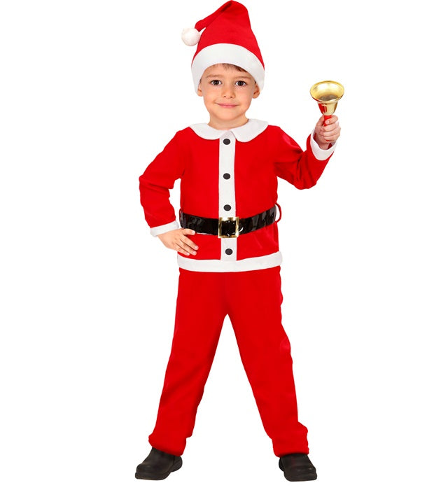 Weihnachtsmann Kostüm aus rotem Flanell mit Kasack, Hose, Gürtel und Hut