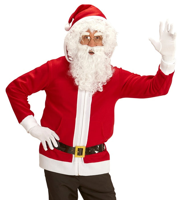 Weihnachtsmann Jacke mit Kapuze und Gürtel festliches Kostüm für Weihnachten