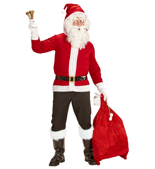 Weihnachtsmann Jacke mit Kapuze und Gürtel festliches Kostüm für Weihnachten