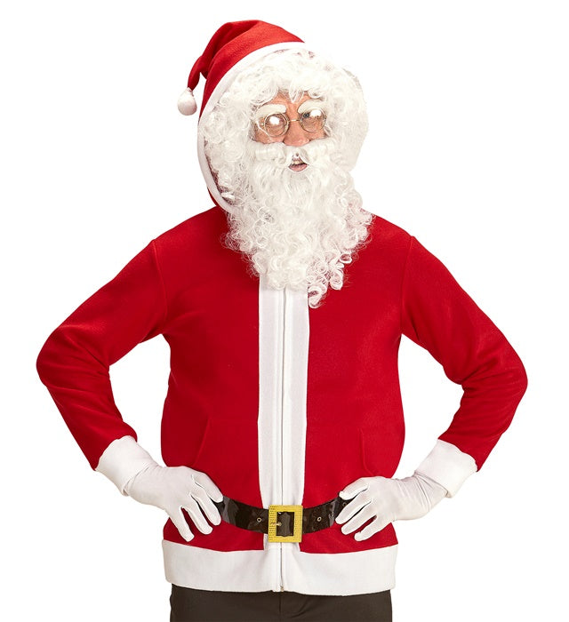 Weihnachtsmann Jacke mit Kapuze und Gürtel festliches Kostüm für Weihnachten
