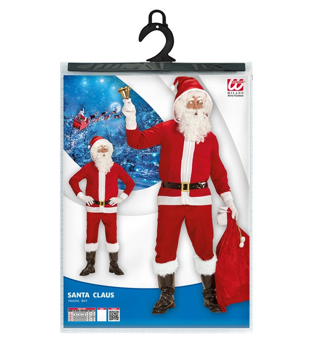 Weihnachtsmann Jacke mit Kapuze und Gürtel festliches Kostüm für Weihnachten