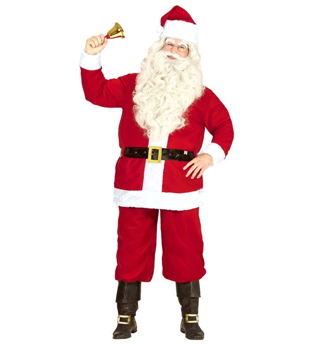 Weihnachtsmann Kostüm bestehend aus roter Jacke, Hose, schwarzem Gürtel und rotem Hut mit weißem Besatz