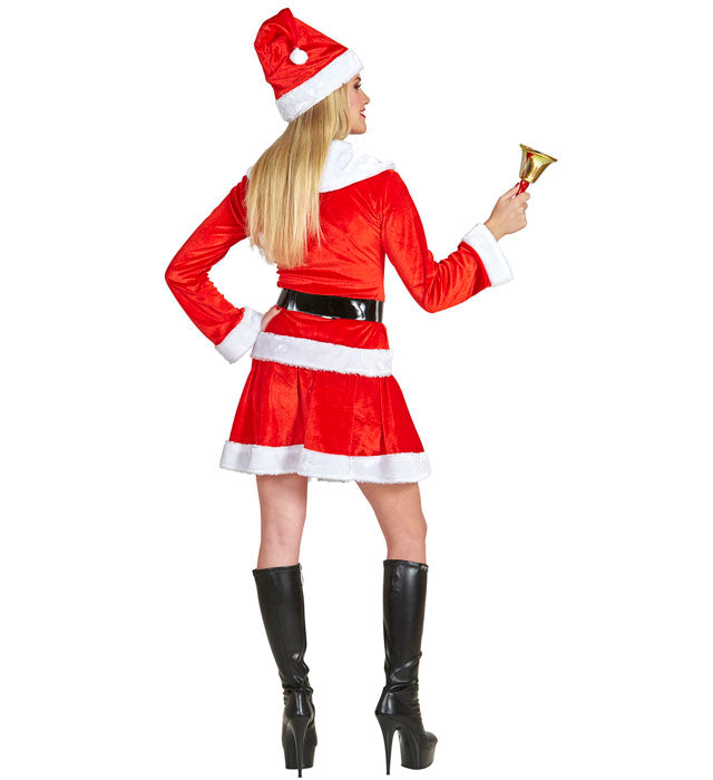 Miss Weihnachtsmann Kostüm Set mit rotem Oberteil, Rock, Gürtel und Mütze