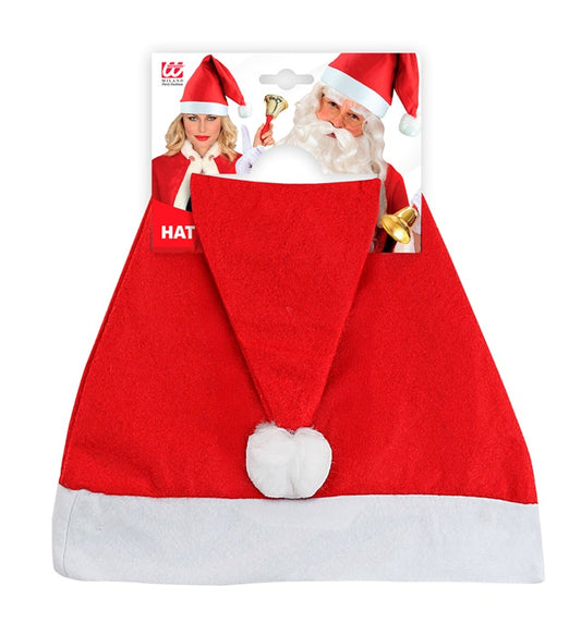 Rote Weihnachtsmannmütze mit weißem Bommel auf weißem Hintergrund