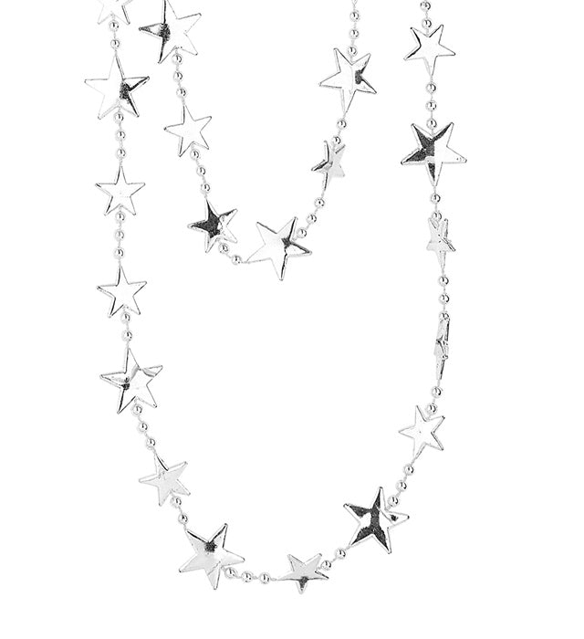Metallic-Silber Sternenkette mit Sternenmotiv in 210 cm Länge