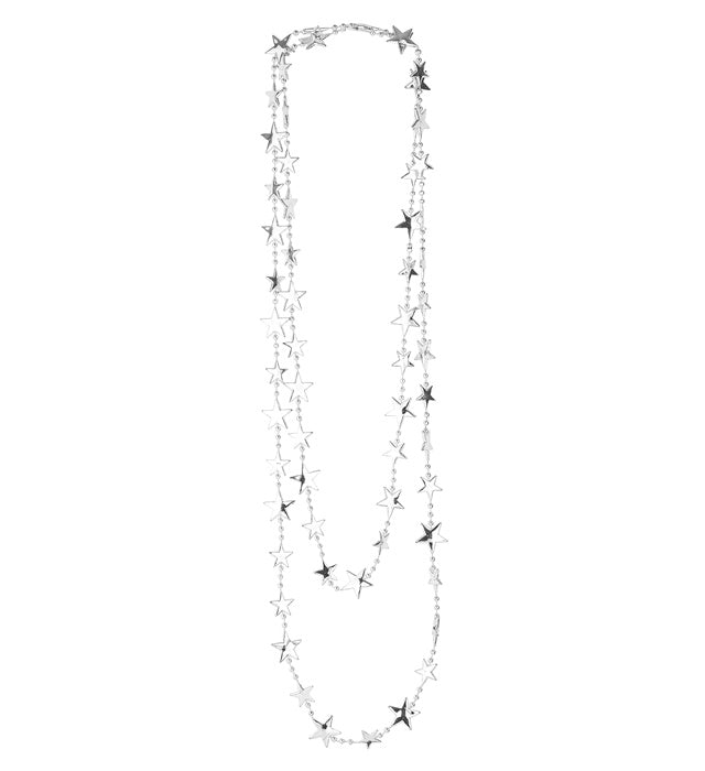 Metallic-Silber Sternenkette mit Sternenmotiv in 210 cm Länge