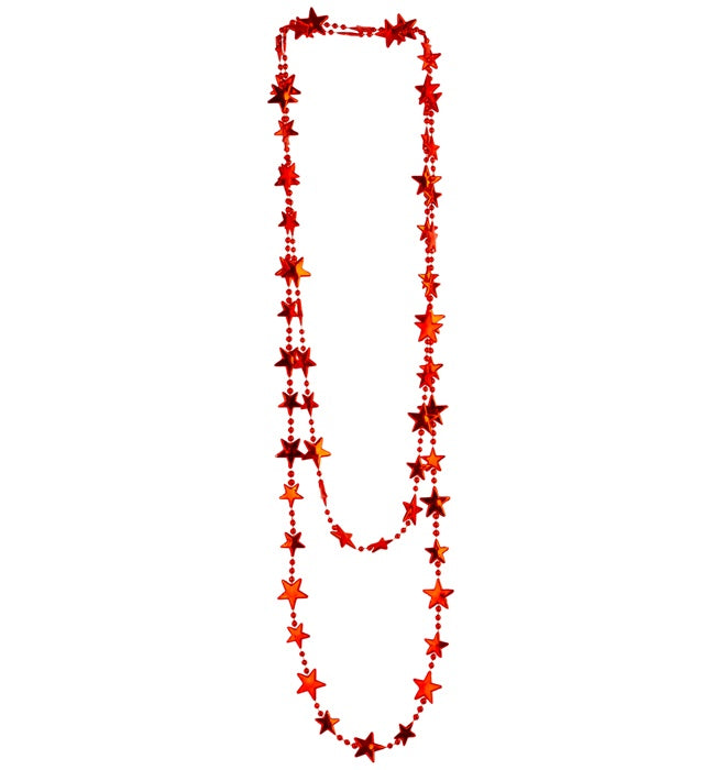 Metallic-rote Sternketten 210 cm Länge als Fasnachtsdekoration