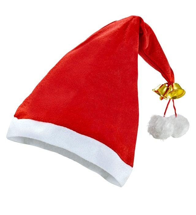 Rote Weihnachtsmannmütze mit weißem Rand und Glöckchen