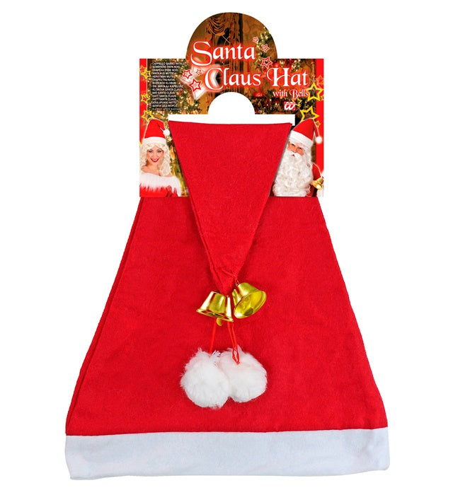Rote Weihnachtsmannmütze mit weißem Rand und Glöckchen