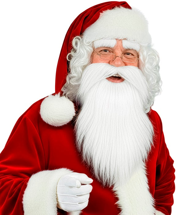 Weihnachtsmann Bart mit Schnurrbart und Augenbrauen als Kostümzubehör