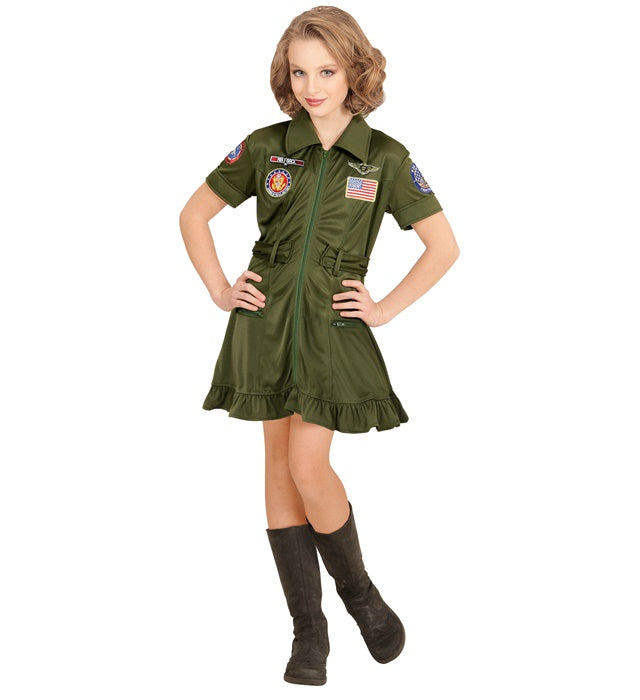 Kampfjetpilotin Kostümkleid in authentischem Design für Fasnacht und Mottoparty