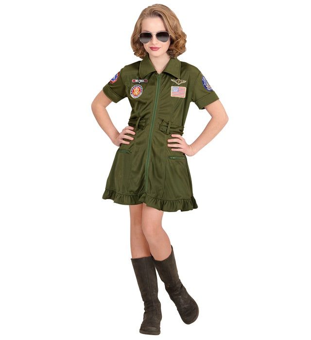 Kampfjetpilotin Kostümkleid in authentischem Design für Fasnacht und Mottoparty