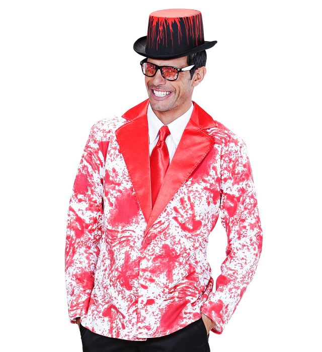 Blutverschmierte Jacke für Halloween-Kostüm auf weißem Hintergrund