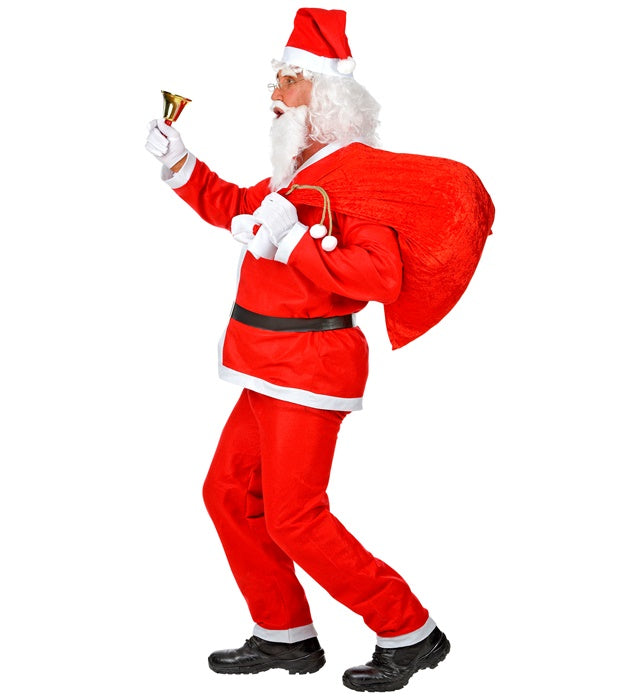 Weihnachtsmann Kostüm Set mit rotem Kasack, Hose, Gürtel, Hut und weißem Bart